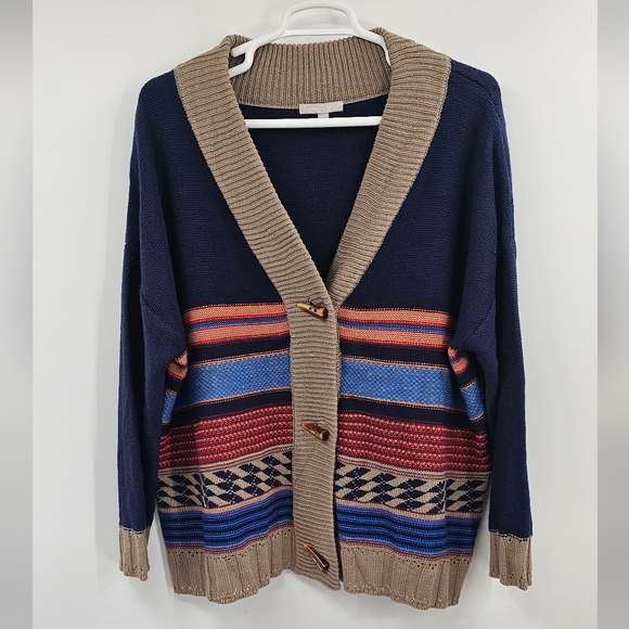 Woman Within Cardigan Tan Blue Size 1X - Picture 4 of 8